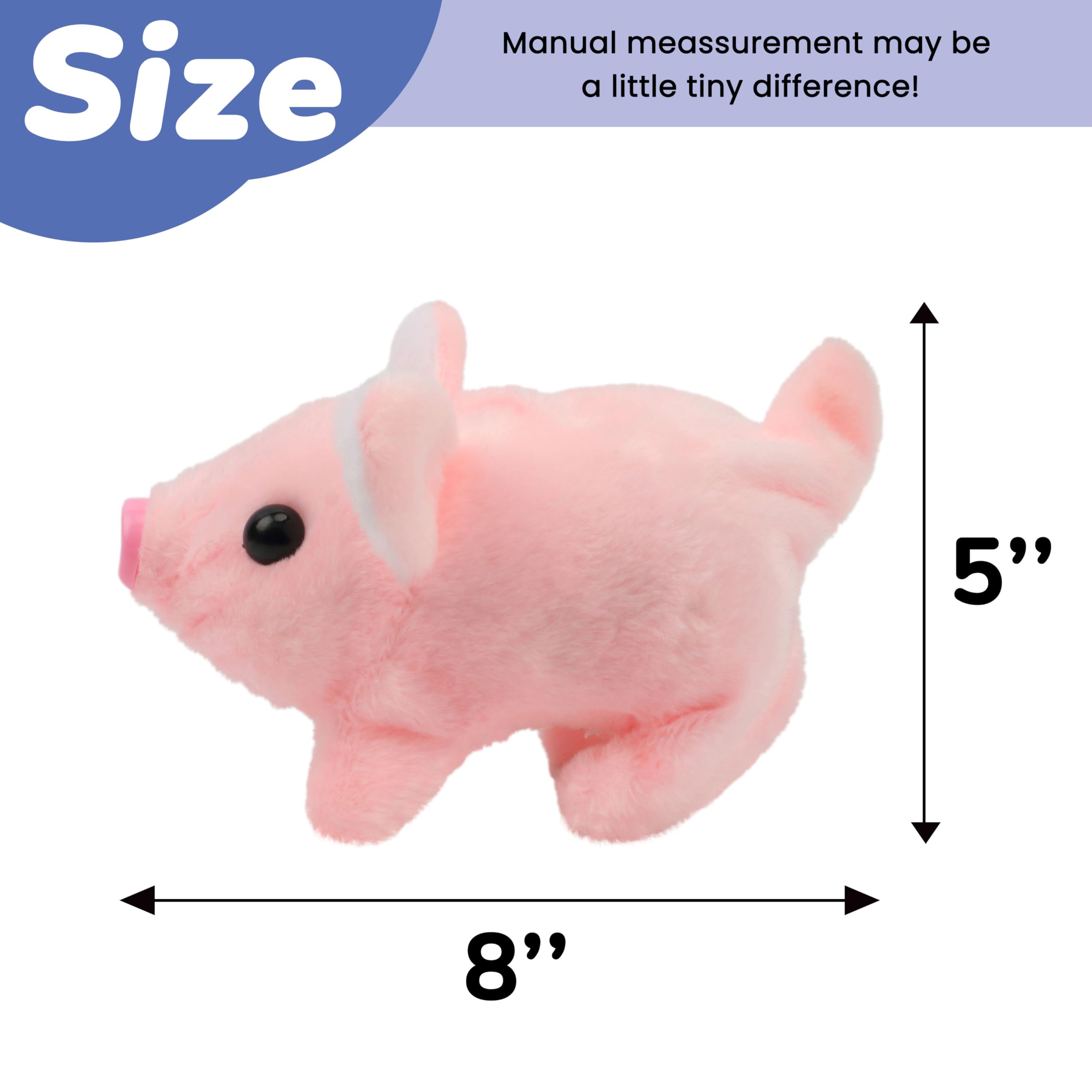 Hopearl Walking Piggy Toy - Interactive Crawling Piglet with Sounds, 8 Inch Pink Plush