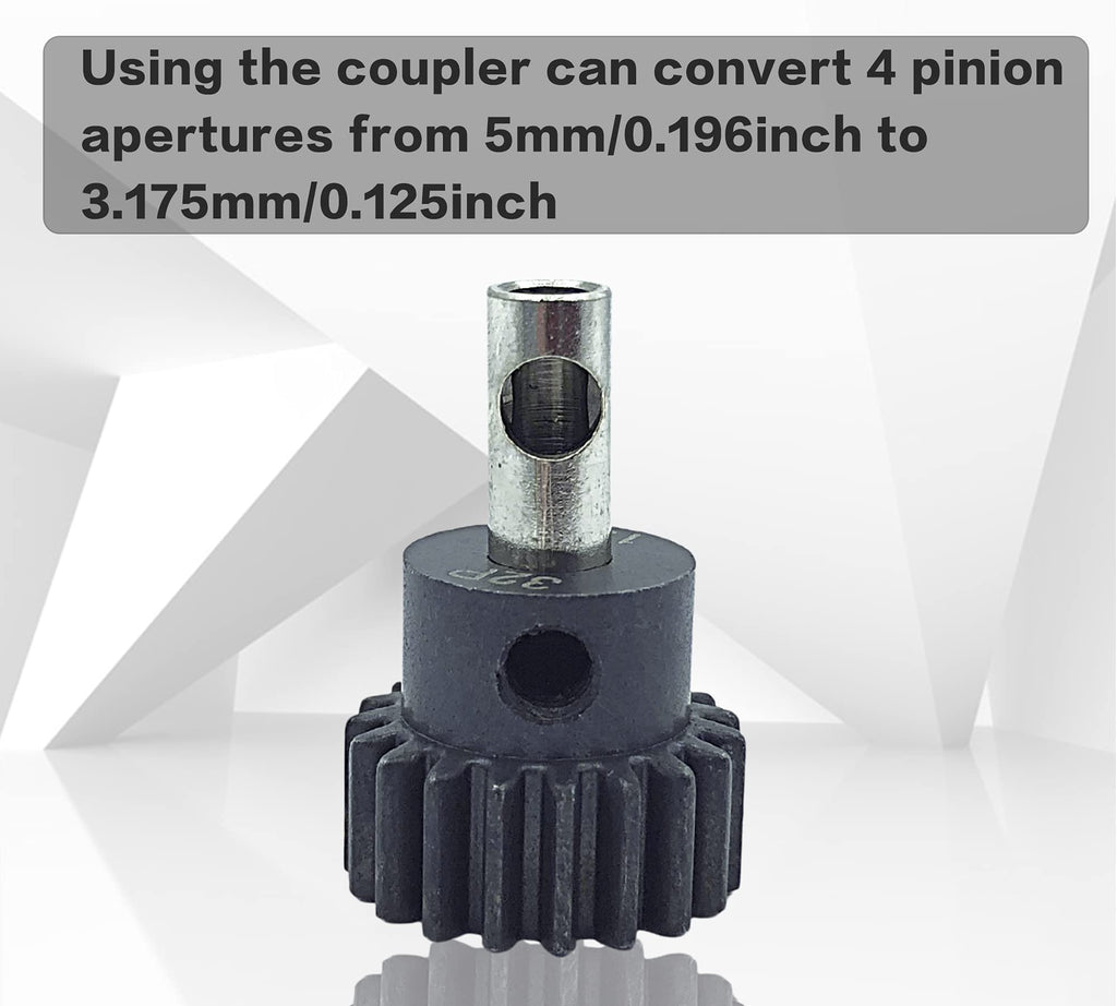 HOPLEX 32P Hardened Steel Pinion Gear Set 14T 16T 18T 20T with 3.175mm Coupler for RC
