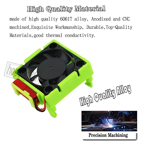 hopsupRC VXL-3s ESC Motor Cooling Fan Heatsink Upgrade for Traxxas 1/10 Slash/Rustler/Stampede VXL 4WD 2WD, Aluminum High Velocity Fan, Green (Replaces #3340)