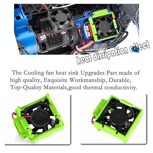 hopsupRC VXL-3s ESC Motor Cooling Fan Heatsink Upgrade for Traxxas 1/10 Slash/Rustler/Stampede VXL 4WD 2WD, Aluminum High Velocity Fan, Green (Replaces #3340)