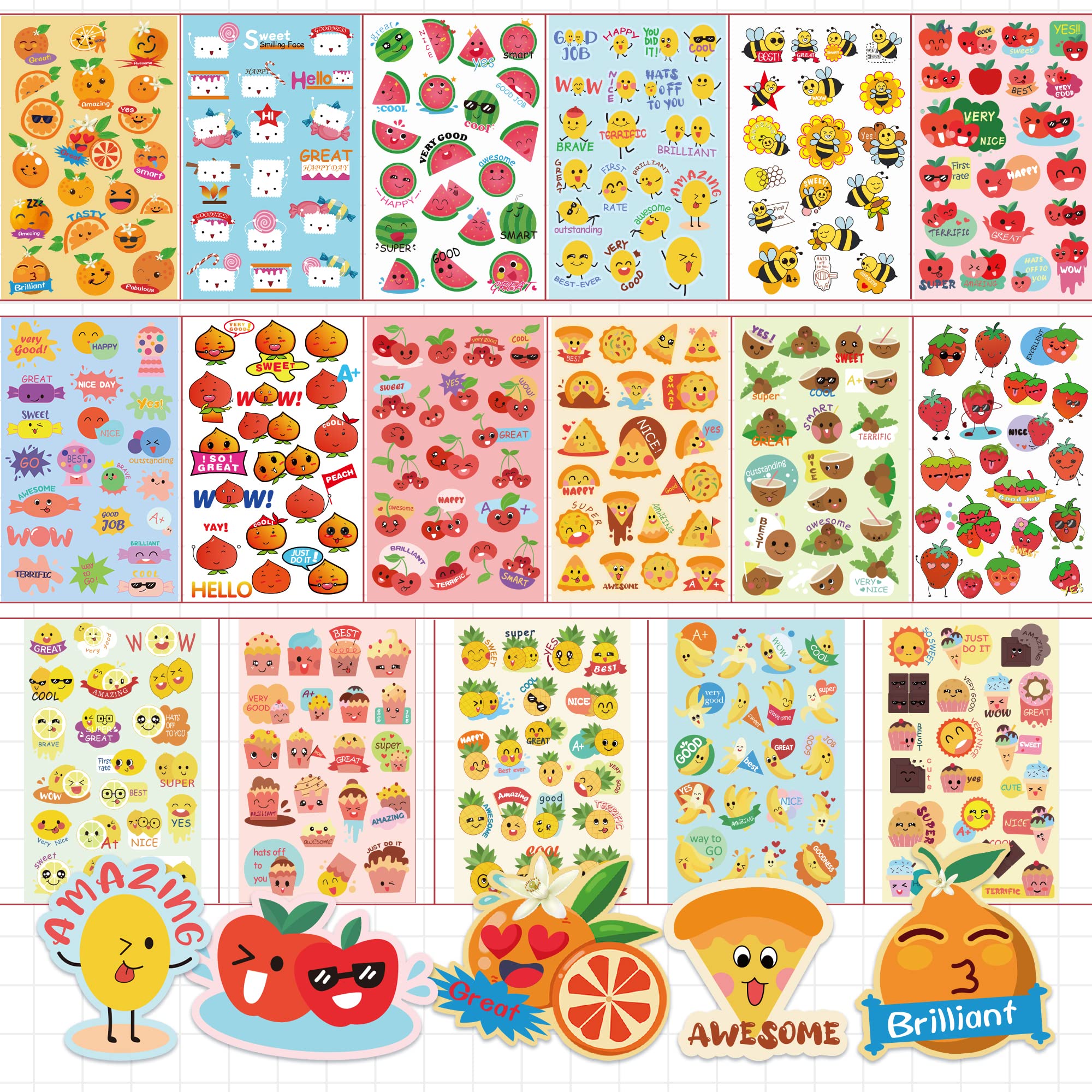 HORIECHALY 85-Sheet Scratch and Sniff Sticker Set – 17 Scents, 1670 Pieces for Kids Rewards