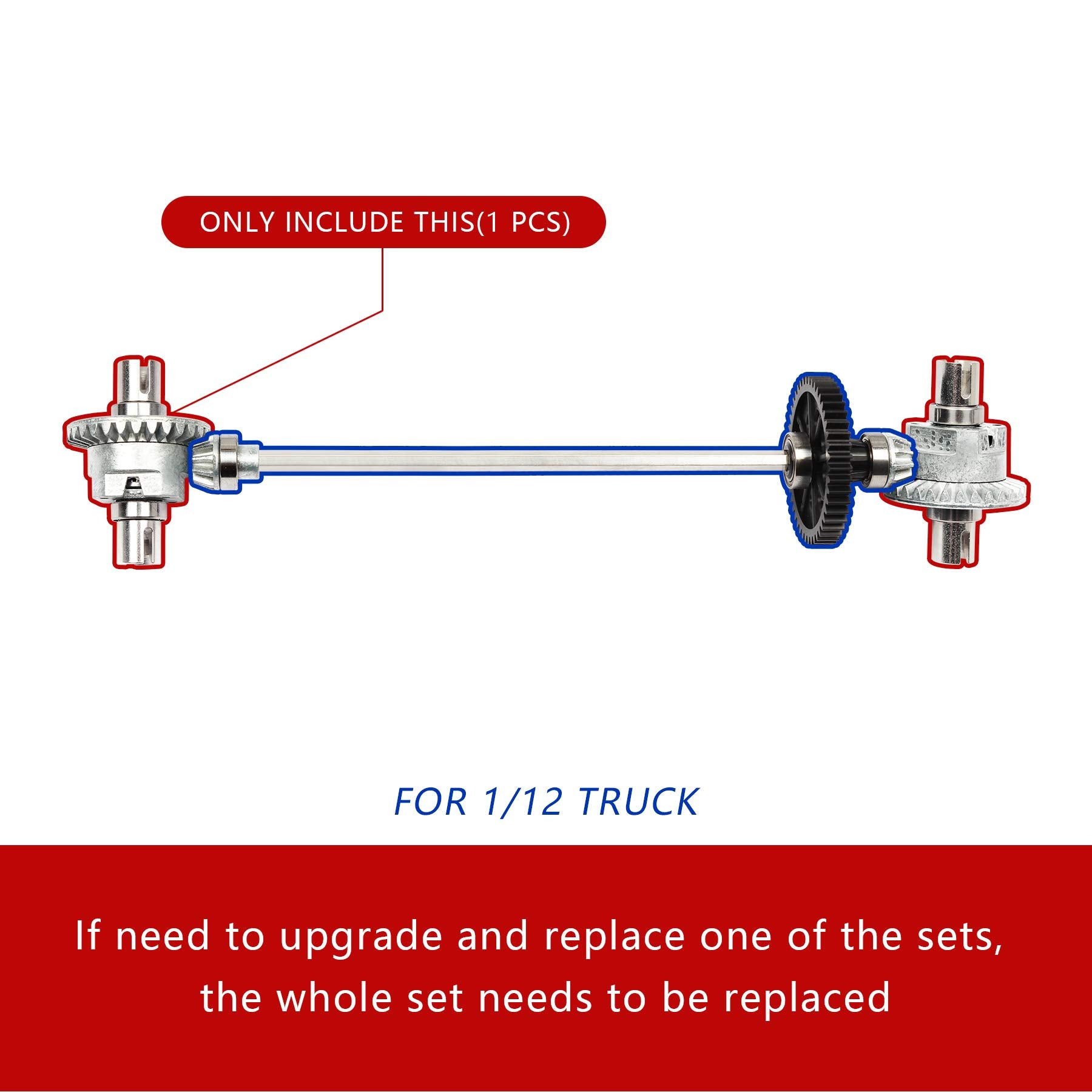 Hosim M25-ZJ06 Upgraded Metal Differential Assembly for 1/10 9125 & 1/12 9155/9156 RC Cars
