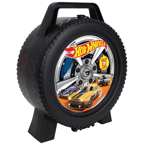 Hot Wheels 30 Car Case - Wheel-Shaped Storage Organizer for 1:64 Scale Die-Cast Cars, Official Amazon Exclusive by Tara Toys