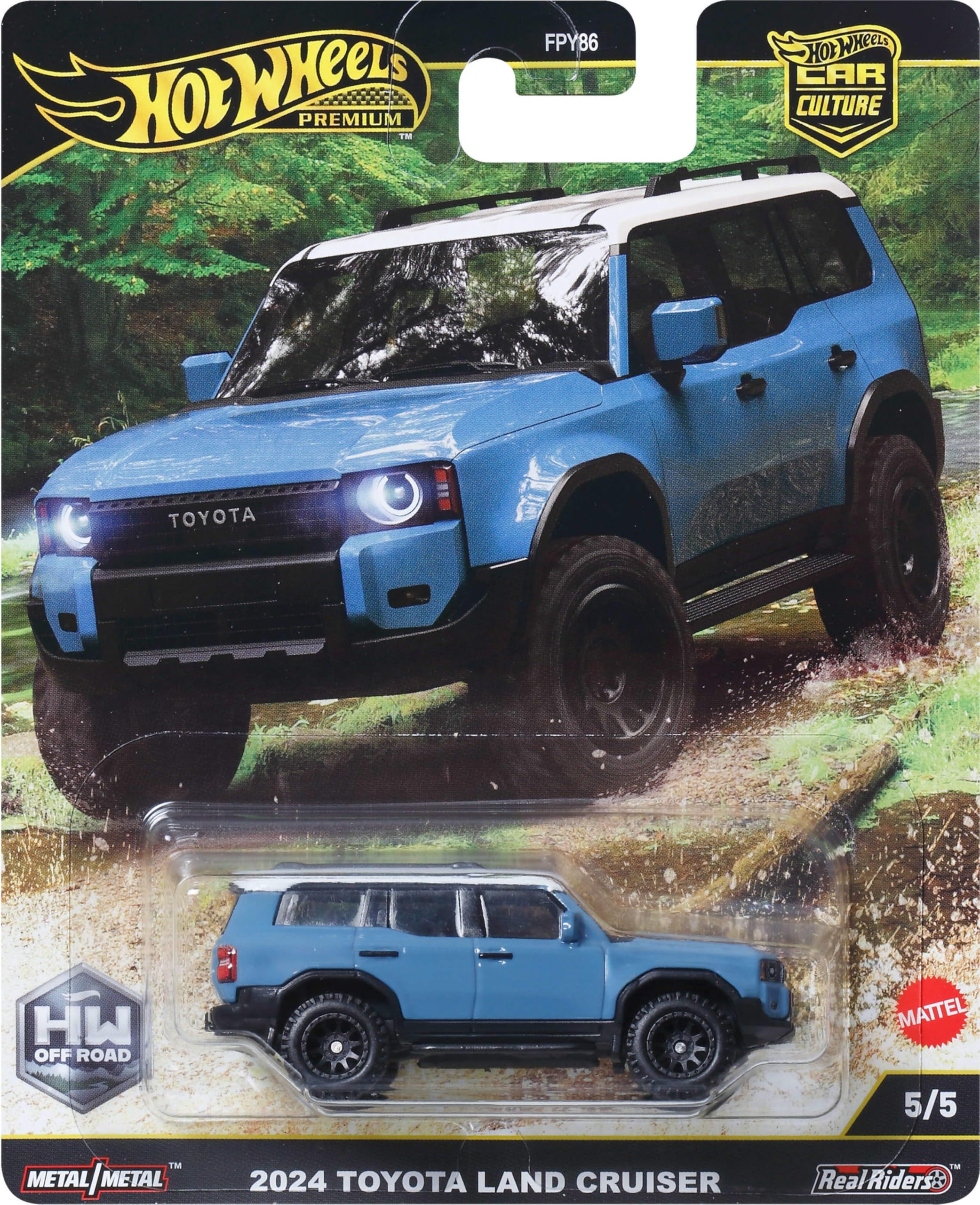 Hot Wheels Premium Car Culture 2024 Toyota Land Cruiser – 1:64 Scale Die-Cast with Real Riders Tires