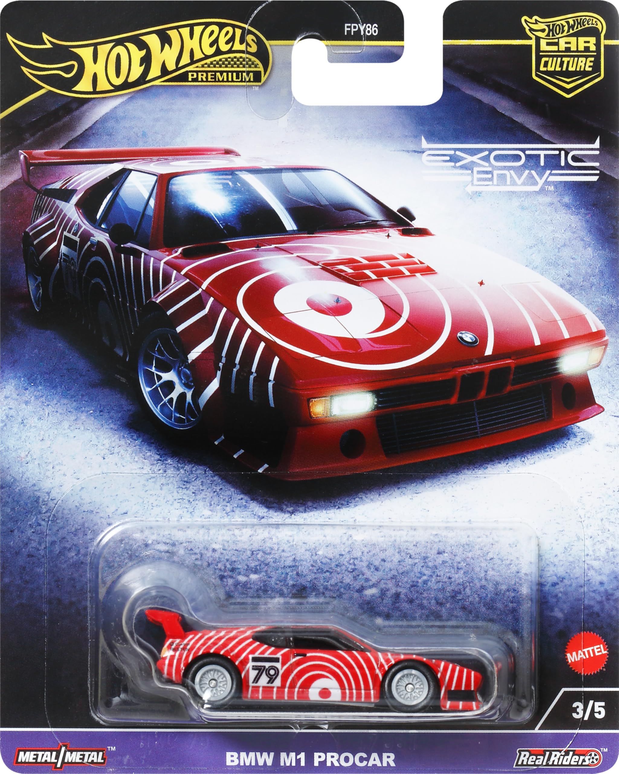 Hot Wheels Premium Car Culture Circuit Legends BMW M1 Procar – 1:64 Scale Die-Cast with Real Riders Tires