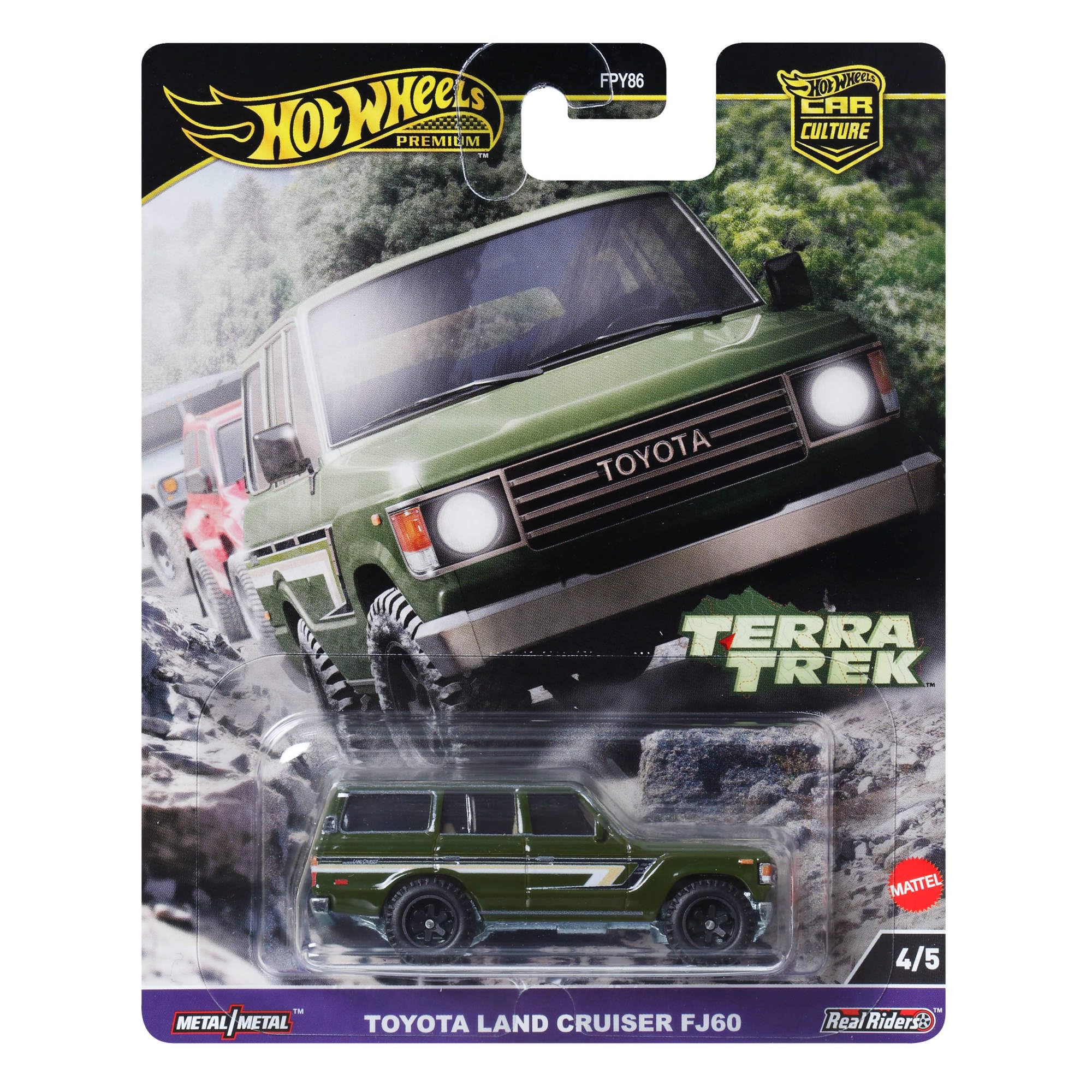 Hot Wheels Premium Car Culture Toyota Landcruiser FJ60, 1:64 Scale Die-Cast with Real Riders Tires