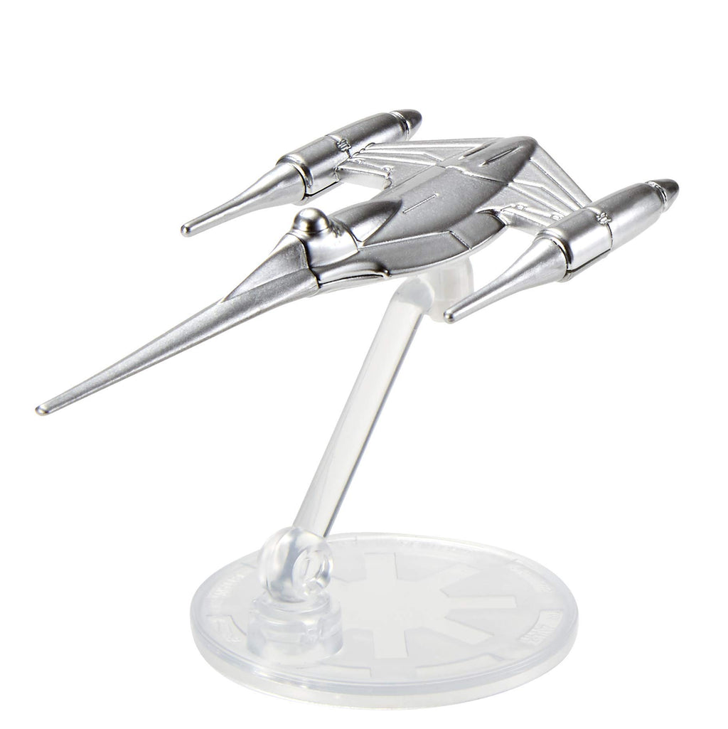 Hot Wheels Star Wars Naboo Starfighter Die-Cast Starship – Commemorative Series with Death Star Build Piece