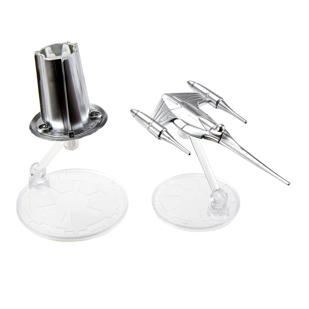 Hot Wheels Star Wars Naboo Starfighter Die-Cast Starship – Commemorative Series with Death Star Build Piece
