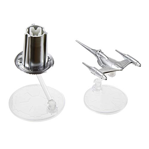Hot Wheels Star Wars Naboo Starfighter Die-Cast Starship – Commemorative Series with Death Star Build Piece