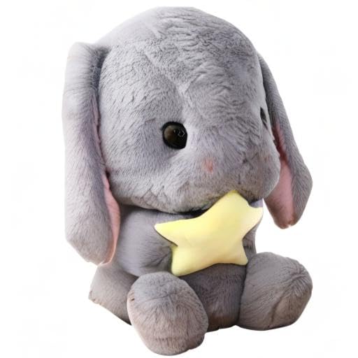 HOUPU Gray-Star Soft Toy Sitting Lop Eared Rabbit - 8.6 Inch Plush Bunny with Carrot