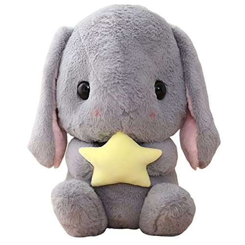 HOUPU Gray-Star Soft Toy Sitting Lop Eared Rabbit - 8.6 Inch Plush Bunny with Carrot