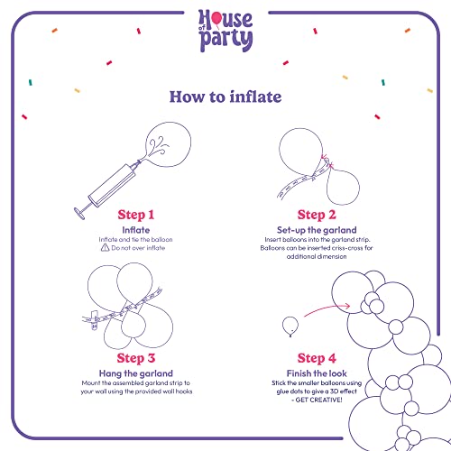 HOUSE OF PARTY 140-Piece Rainbow Balloon Arch Kit for Parties