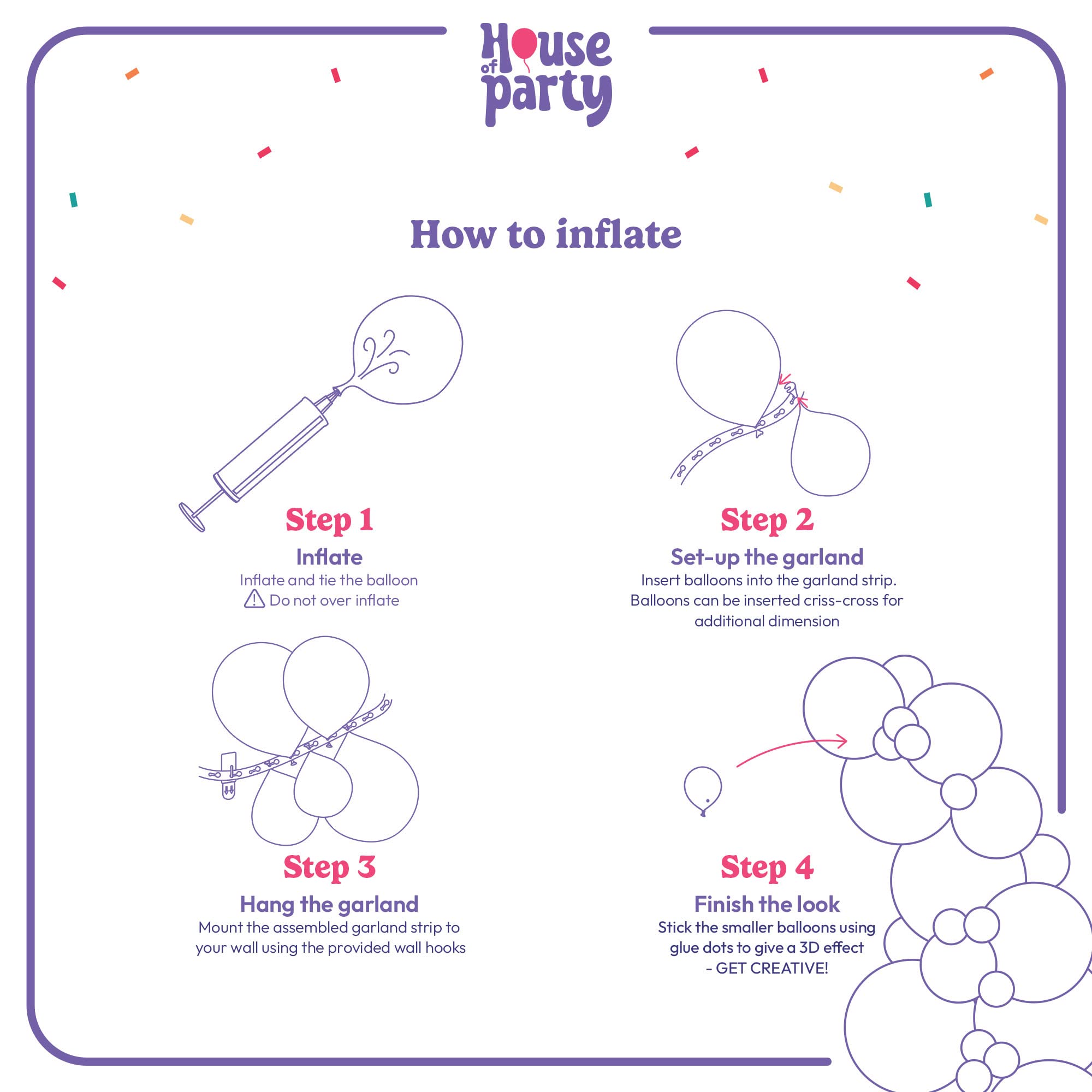 HOUSE OF PARTY 140-Piece Rainbow Balloon Arch Kit for Parties