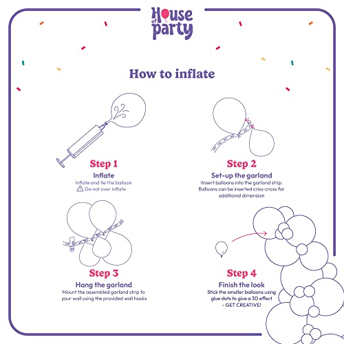 HOUSE OF PARTY Unicorn Balloon Arch Kit - Pink, Purple & Gold Confetti Latex Balloons for Birthday, Bridal Shower, Photo Booth Decor