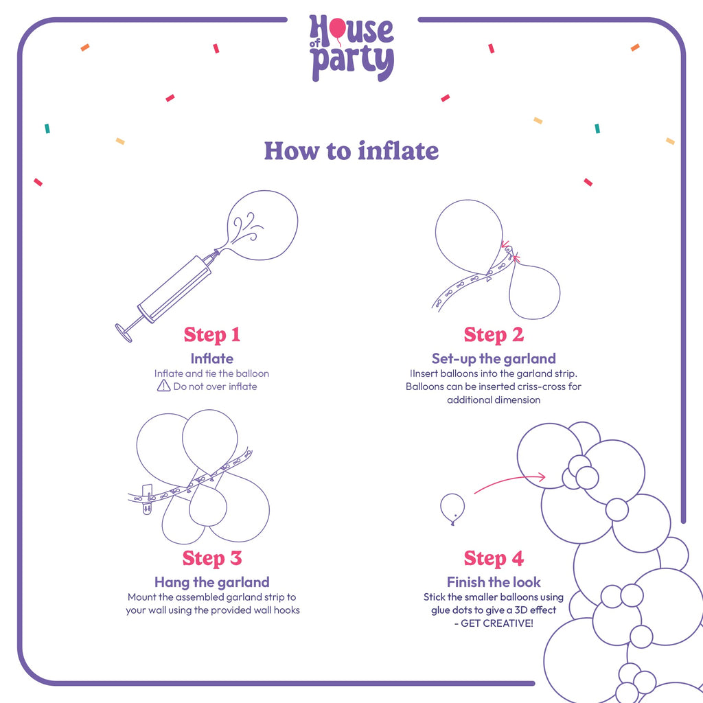 HOUSE OF PARTY Unicorn Balloon Arch Kit - Pink, Purple & Gold Confetti Latex Balloons for Birthday, Bridal Shower, Photo Booth Decor