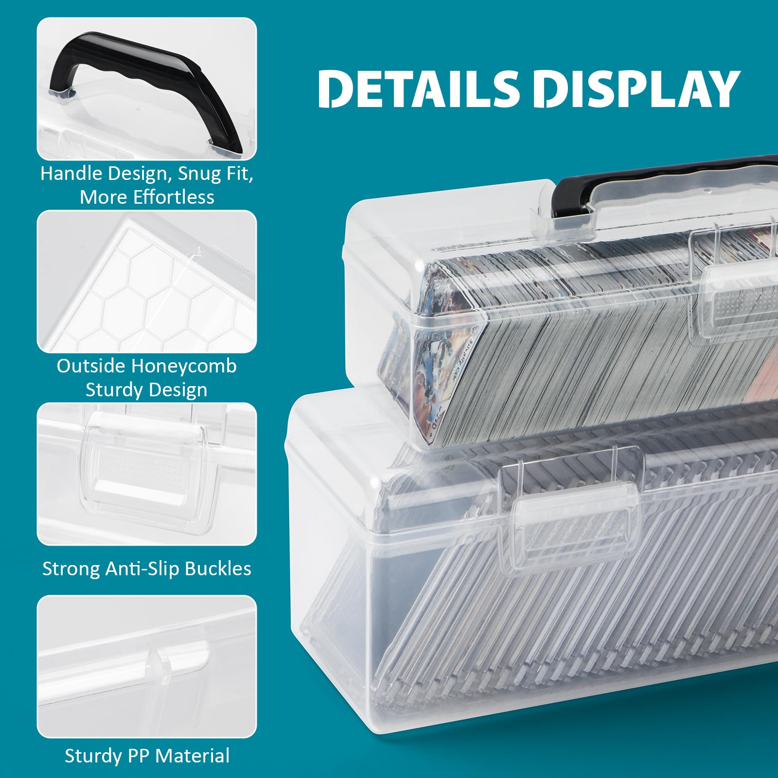 HOXHA Trading Card Storage Box 2 Pack – Large & Small Cases with 1300+ Capacity, Durable and Portable