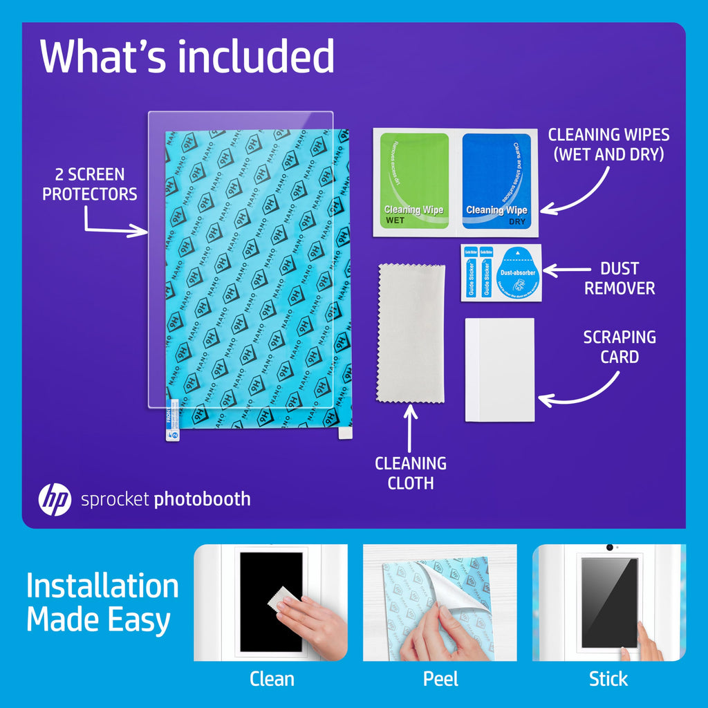 HP Sprocket Photobooth Screen Protector - 9H Tempered Glass, Scratch & Fingerprint Resistant