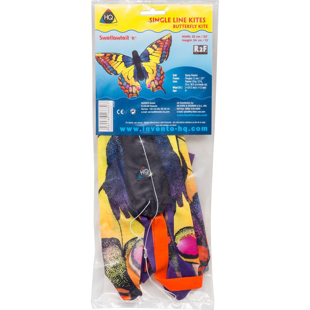 HQ Kites R Butterfly Kite - 20 Inch Single Line Beginner Kite with Tail