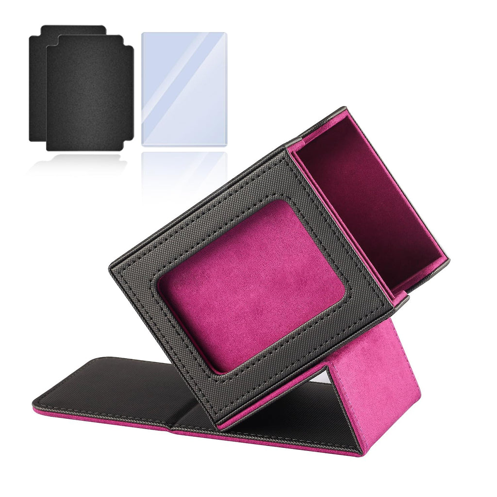 HSMH MTG Commander Deck Box Black Purple - Fits 100 Double Sleeved Cards with Display Window