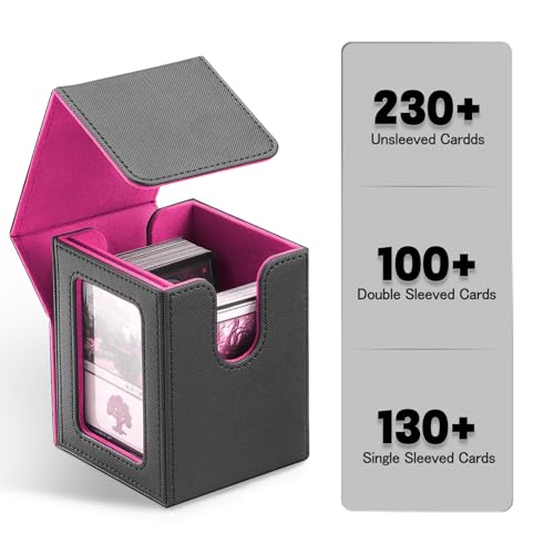 HSMH MTG Commander Deck Box Black Purple - Fits 100 Double Sleeved Cards with Display Window
