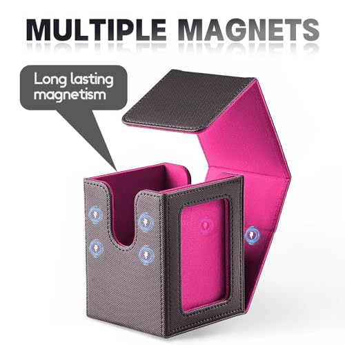 HSMH MTG Commander Deck Box Black Purple - Fits 100 Double Sleeved Cards with Display Window