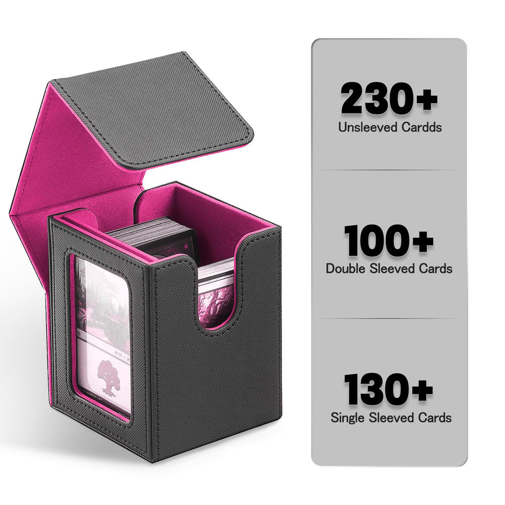 HSMH MTG Commander Deck Box Black Purple - Fits 100 Double Sleeved Cards with Display Window