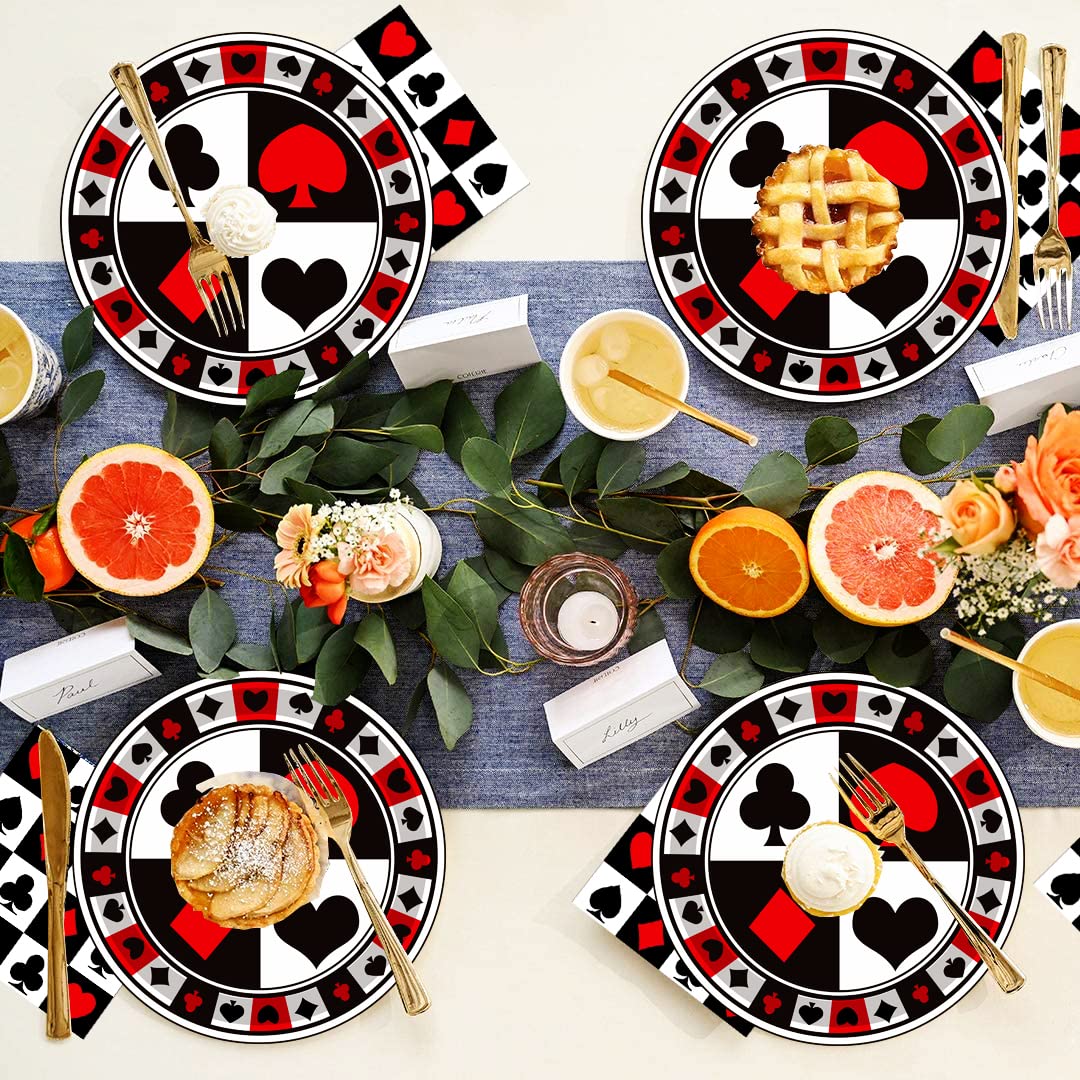 HSPAIDYP 60-Piece Poker Party Tableware Set – Plates, Napkins & Forks for Casino Night