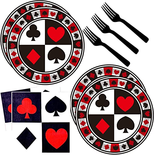 HSPAIDYP 60-Piece Poker Party Tableware Set – Plates, Napkins & Forks for Casino Night