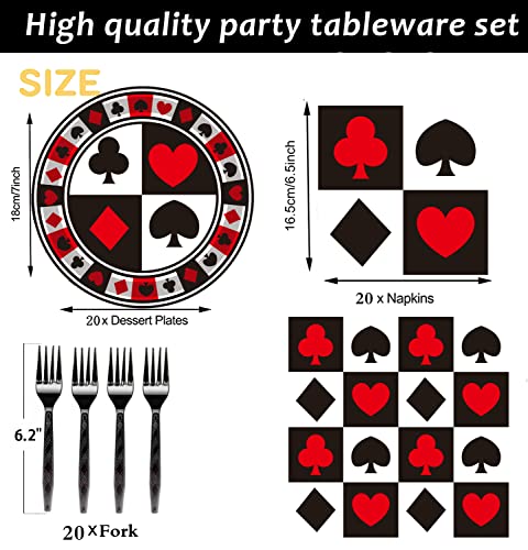 HSPAIDYP 60-Piece Poker Party Tableware Set – Plates, Napkins & Forks for Casino Night