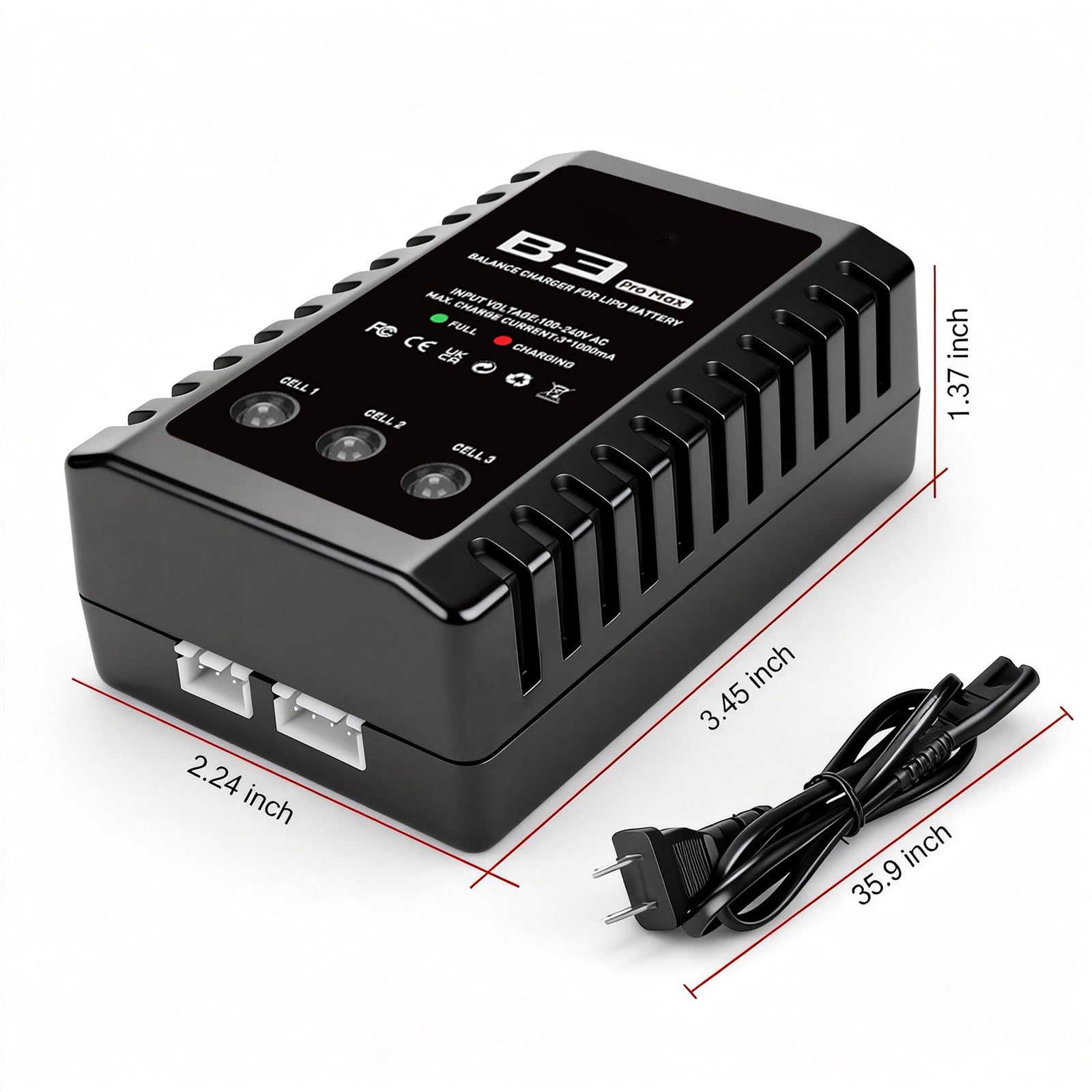 HTRC LiPo Battery Charger 2S-3S Compact Balance Charger for 7.4-11.1V RC Batteries