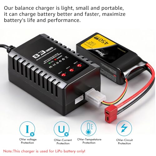HTRC LiPo Battery Charger 2S-3S Compact Balance Charger for 7.4-11.1V RC Batteries