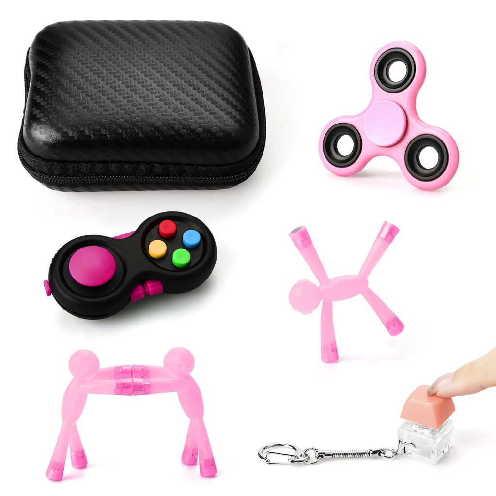 HTSHO 6 Pack Sensory Fidget Toy Set - Stress Relief Anxiety Toys for Kids & Adults - Pink
