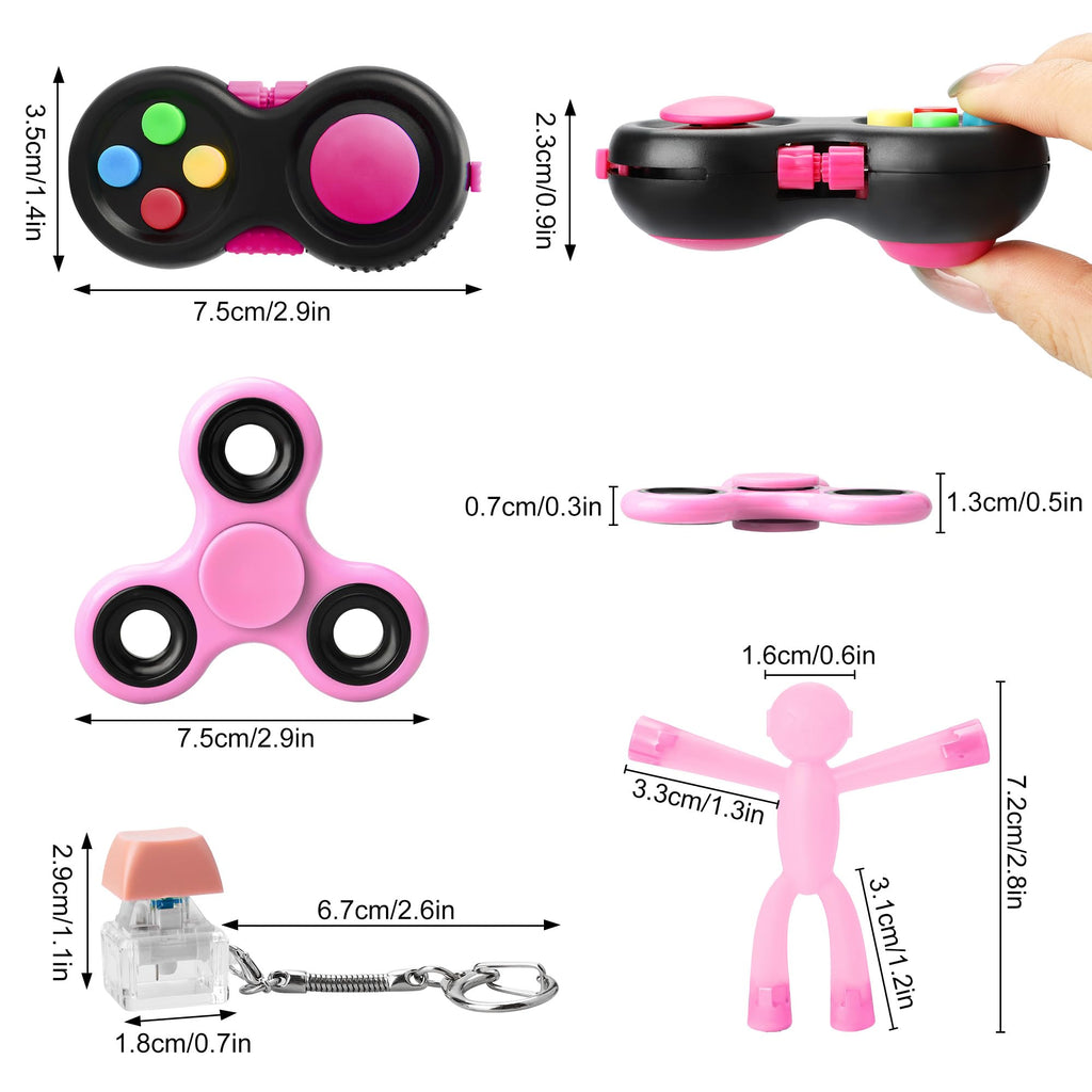 HTSHO 6 Pack Sensory Fidget Toy Set - Stress Relief Anxiety Toys for Kids & Adults - Pink