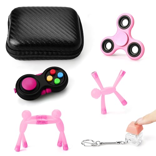 HTSHO 6 Pack Sensory Fidget Toy Set - Stress Relief Anxiety Toys for Kids & Adults - Pink