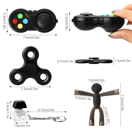 HTSHO 6-Pack Sensory Fidget Toy Set – Stress Relief & Anxiety Toys for Kids and Adults, Travel-Friendly for Airplane Car Road Trip, Classroom Rewards & Gifts (Black)