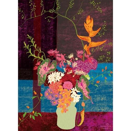 HUADADA 1000-Piece Blooming Flowers Jigsaw Puzzle – 27.5x19.7 Inch Finished Size with Poster