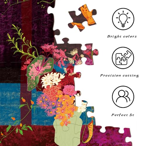 HUADADA 1000-Piece Blooming Flowers Jigsaw Puzzle – 27.5x19.7 Inch Finished Size with Poster