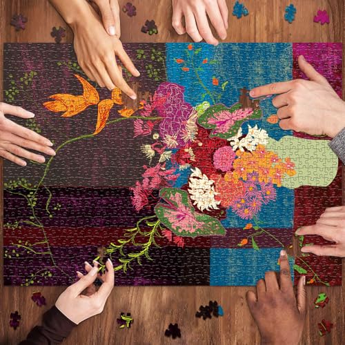 HUADADA 1000-Piece Blooming Flowers Jigsaw Puzzle – 27.5x19.7 Inch Finished Size with Poster