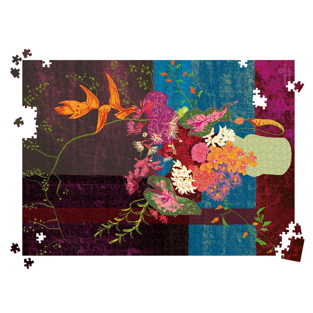HUADADA 1000-Piece Blooming Flowers Jigsaw Puzzle – 27.5x19.7 Inch Finished Size with Poster