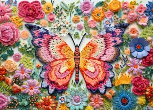 HUADADA 1000 Piece Butterfly Flower Jigsaw Puzzle for Adults – Letter Back, 27.5x19.6 Inch with Poster