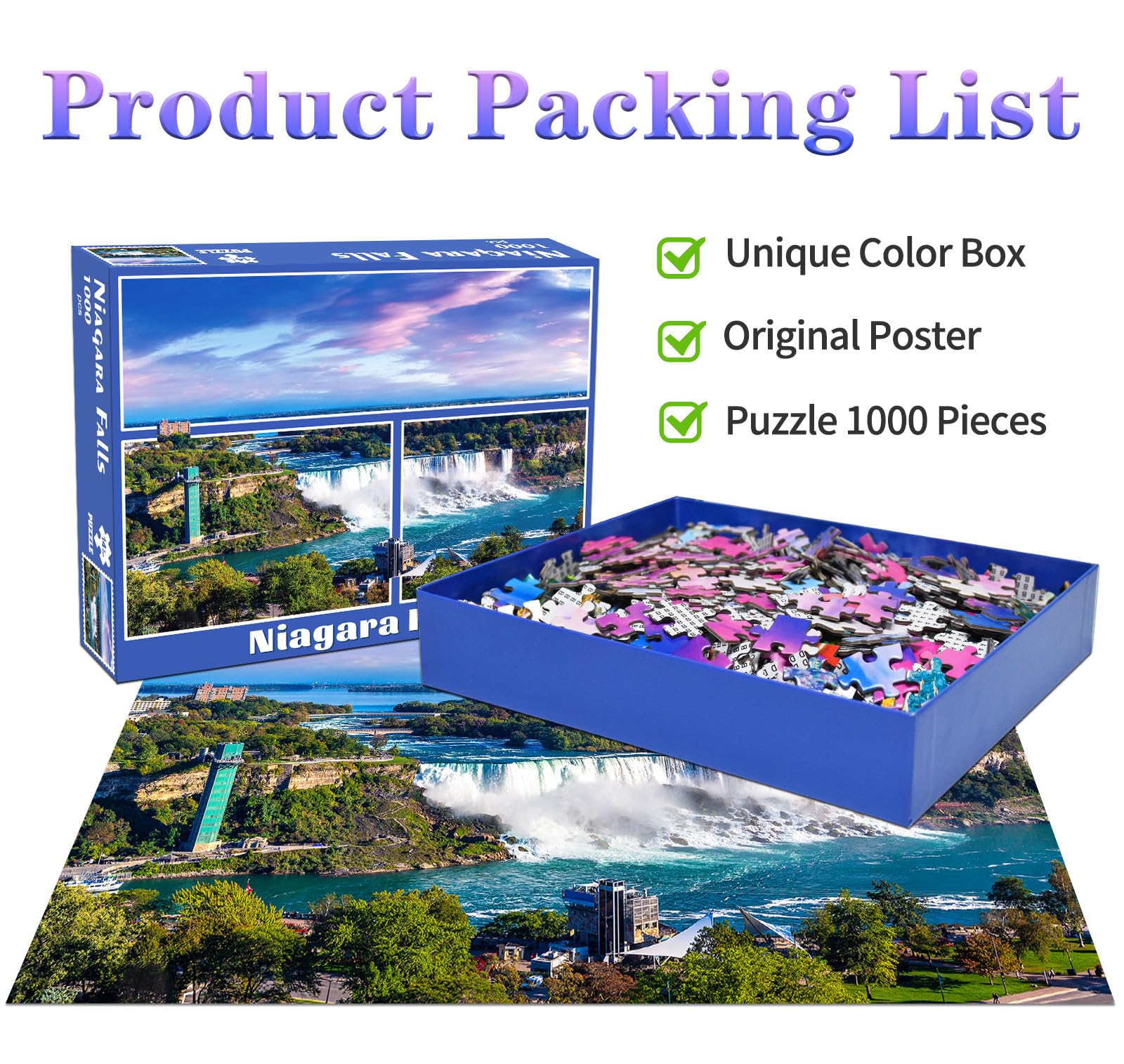 HUADADA 1000 Piece Jigsaw Puzzle - Niagara Falls - for Adults