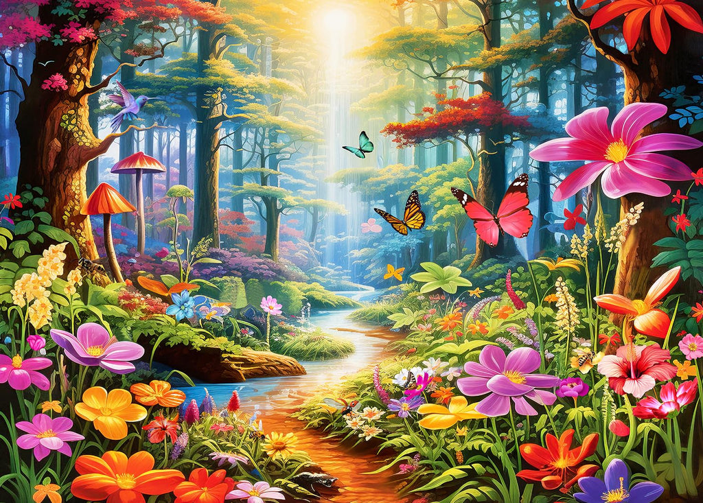 HUADADA 1000 Piece Jigsaw Puzzle: Colorful Forests, Exotic Flowers & Plants for Adults
