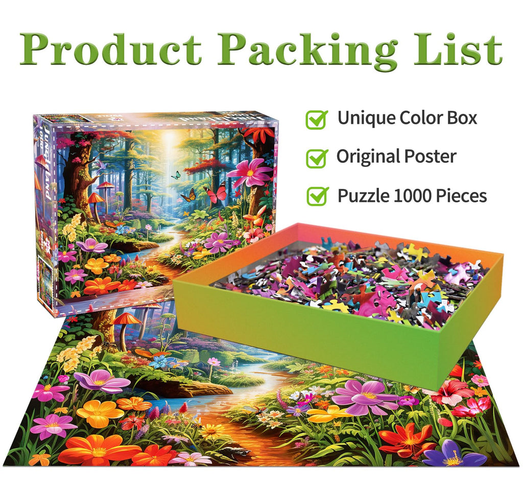 HUADADA 1000 Piece Jigsaw Puzzle: Colorful Forests, Exotic Flowers & Plants for Adults