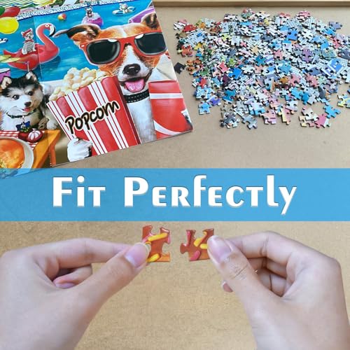 HUADADA 1000-Piece Jigsaw Puzzle: Dogs Pool Party, 27.5x19.6 Inches with Poster