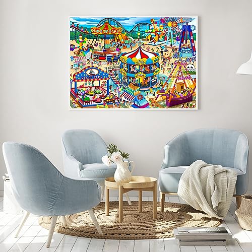 HUADADA 1000-Piece Jigsaw Puzzle for Adults – Amusement Park Theme, Premium Recycled Paper, Includes Glare-Free Poster