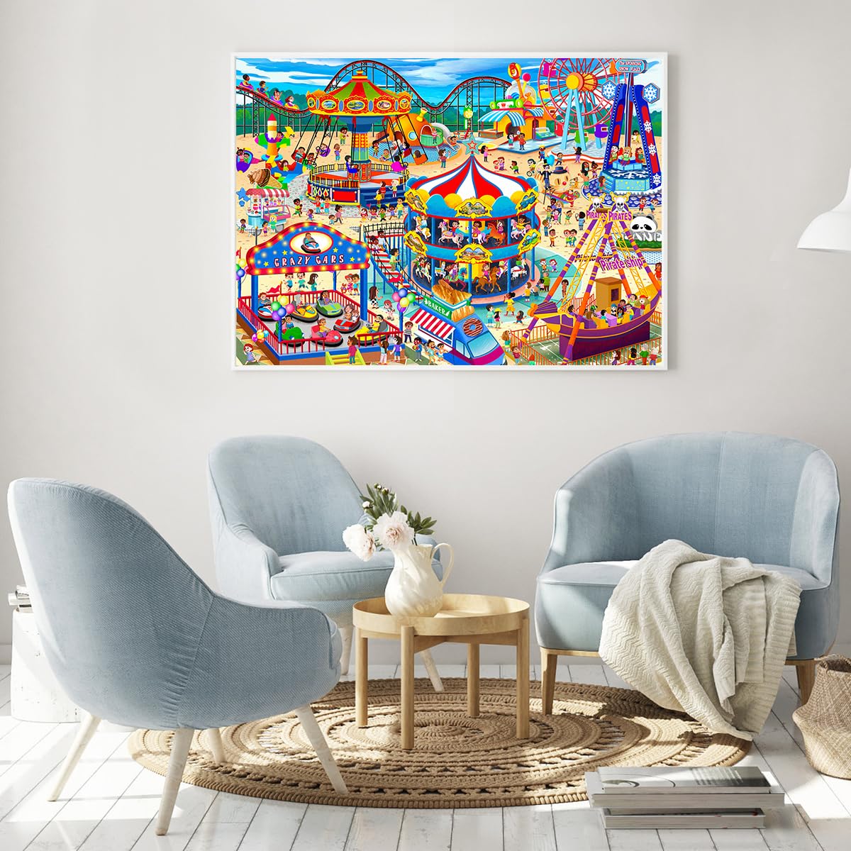 HUADADA 1000-Piece Jigsaw Puzzle for Adults – Amusement Park Theme, Premium Recycled Paper, Includes Glare-Free Poster
