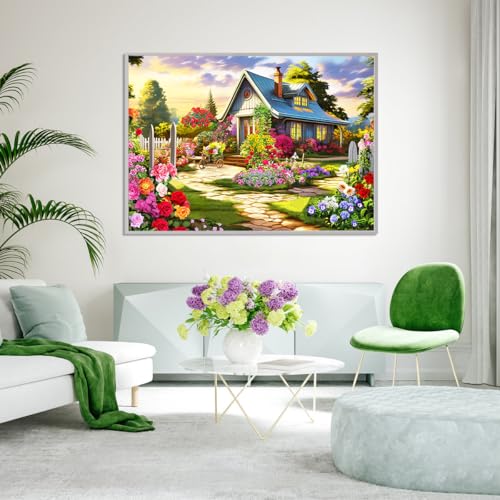 HUADADA 1000 Piece Jigsaw Puzzle for Adults – Colourful House of Flowers, Educational & Decorative