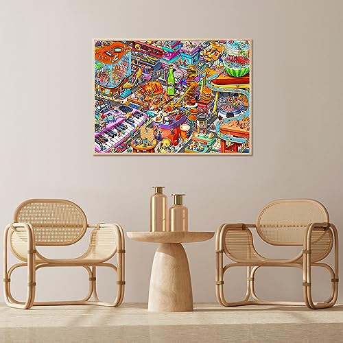 HUADADA 1000 Piece Jigsaw Puzzle for Adults – Little People's World Party with Letter Backing