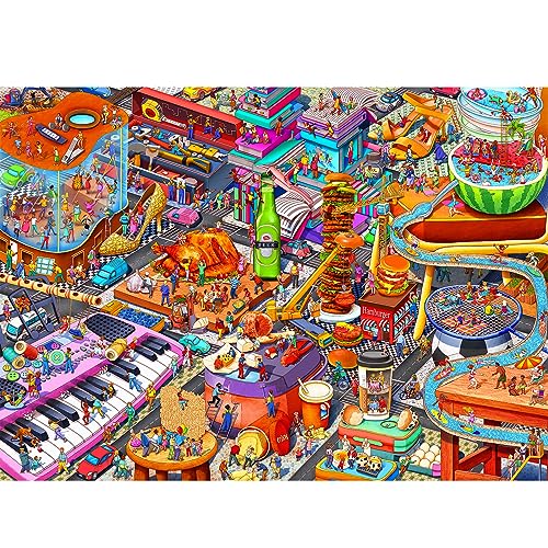 HUADADA 1000 Piece Jigsaw Puzzle for Adults – Little People's World Party with Letter Backing