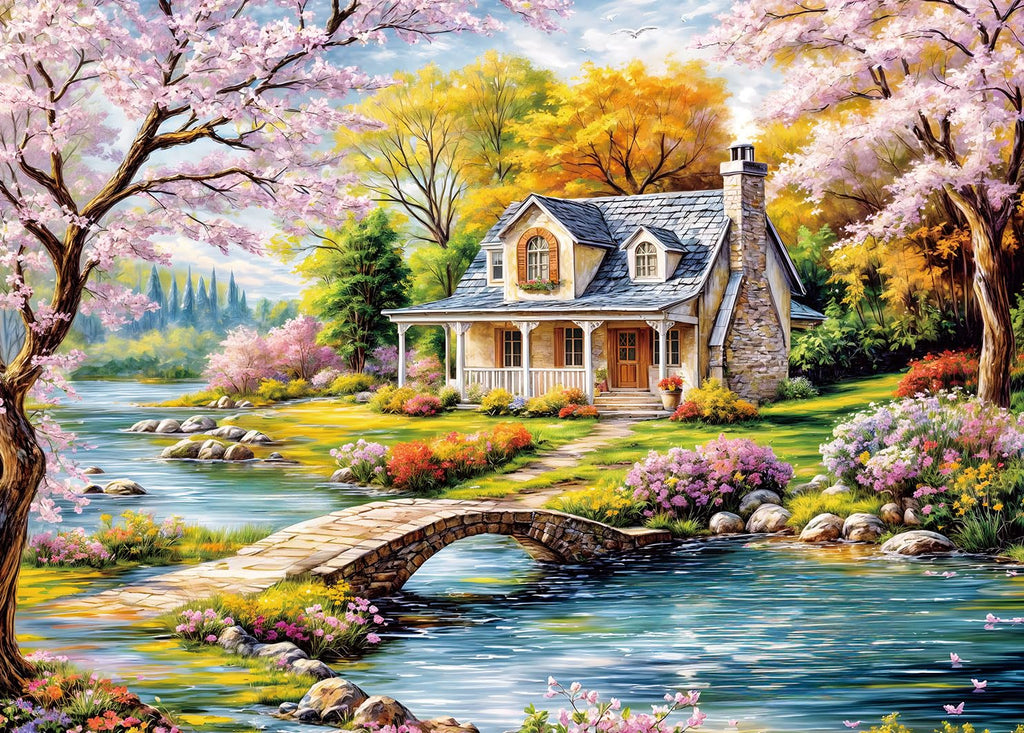HUADADA 1000 Piece Jigsaw Puzzle: Idyllic Rural Summer Landscape for Adults